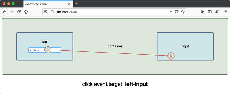 Firefox: mouse pressed in left-input, released in right div, event.target is left-input